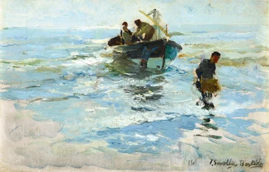 Einholen des Bootes, Strand von Valencia